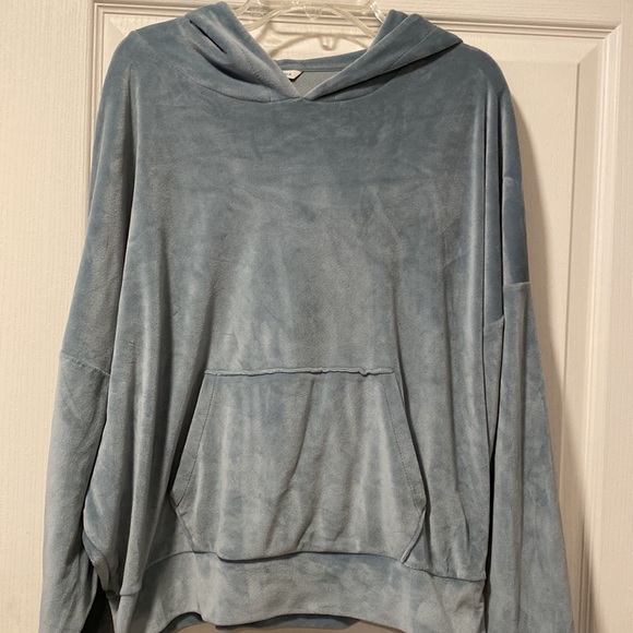 American Eagle M Light Blue Velour Hoodie - Picture 2 of 10